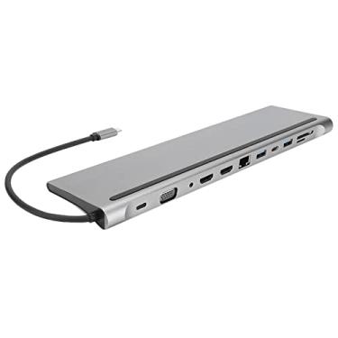 Imagem de Estação de Acoplamento USB C Monitor Duplo, Adaptador Tipo C para HDMI Duplo Hub USB C 12 Em 1 Com VGA, RJ45, 87W PD, Portas USB, Leitor de Cartão SD/TF, Portas de áudio e Tipo C