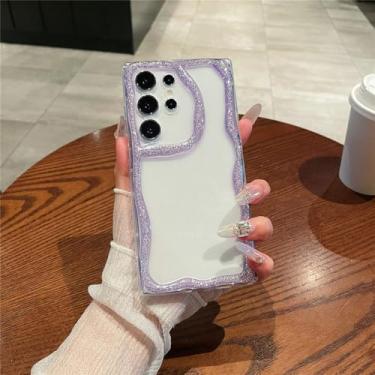 Imagem de Capa para S24 Plus Glitter Wave Frame Transparente Capa de Silicone Macio, Roxo, para S24 Plus