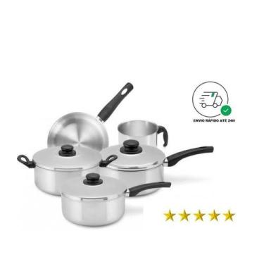 Imagem de Jogo de panela Completo colombo, Craqueada, Aluminio polido