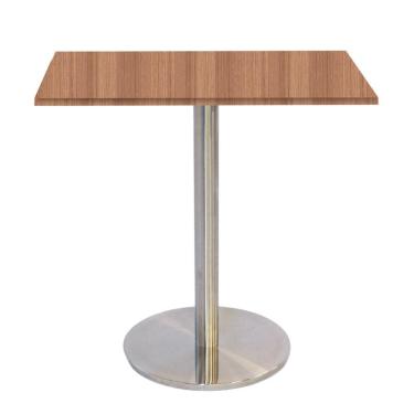 Imagem de Mesa Bistrô Beta 112,50 cm (Alt) Disco Redondo Tampo MDP Quadrado 70 cm (Larg) x 2,50 cm (Alt) Noce Naturalle