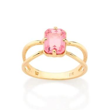 Imagem de Anel Rommanel Solitário Folheado a Ouro com Cristal 513026, 24, Rosa