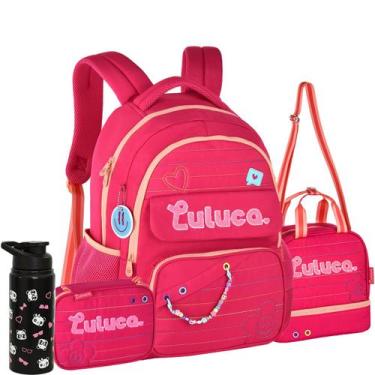 Imagem de Kit Mochila Youtuber Luluca + Lancheira + Estojo Oficial NF, Rosa
