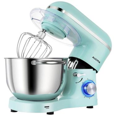 Imagem de Batedeira Elétrica de Bancada 6.5 Litros 6 Velocidades em Aço Inoxidável, 110V 660W, Aucma, Verde