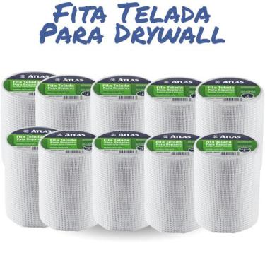 Imagem de Kits Fita Telada Para Reparar Drywall, Gesso, Alvenaria 50mm x 45m e 1
