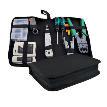 Imagem de Kit de Ferramentas10 em 1 Para Manutenção de Rede - Equipamento Profissional Compacto Portátil e Funcional - Ideal Para montagem e Reparos em Redes Cabeadas - Acompanha Bolsa Organizadora