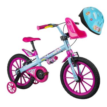 Imagem de Bicicleta Infantil para Menina Aro 16 Unicórnio com Capacete