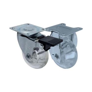 Imagem de Kit 2 un roda rodízio fixo e giratório gel 2 pol 50mm móveis - AJAX