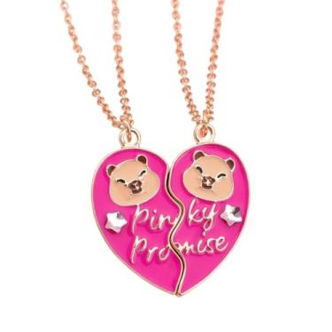 Imagem de Saalort Colar Best Friend para 2, coração dividido, capivara, joia combinando amizade para mulheres Bestie, Medium, Zinco, Zircônia cúbica