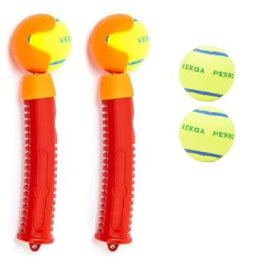 Imagem de Kekoa Lançador de bola extensível vermelho, pacote com 2, inclui 2 bolas