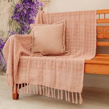 Imagem de Manta Pra Sofá Rose Luxo Xale Decorativo 1,20X1,80 Tear Mineiro 100% Algodão