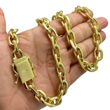 Imagem de Corrente Cadeado 14mm Fecho 750 Banhado a Ouro 18k - ToJoia18k