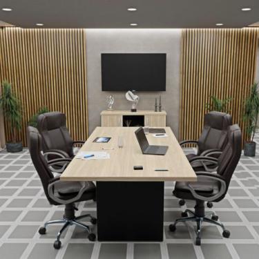 Imagem de Conjunto de Escritório Mesa Reunião e Armário Baixo Credenza Netmobil,