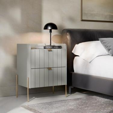 Imagem de Mesa De Cabeceira Para Cama De Casal Em Mdf Laca Estilo Industrial Pé 