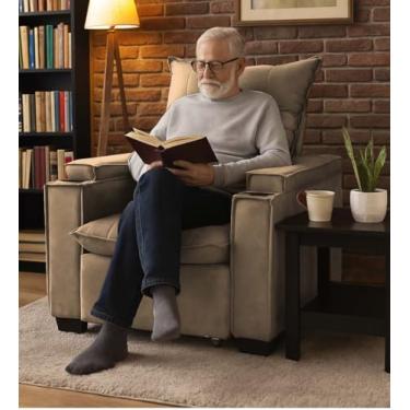 Imagem de Poltrona Papai Reclinável Pulse Porta Copos Carregador usb Capuccino