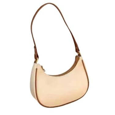 Imagem de Baguete meia lua Bolsa Feminina Lateral Lisa(Bco/marrom)