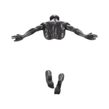 Imagem de Escultura 3D Homem Saindo Da Parede Abstrata Tela Decoração De Casa Ar