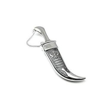 Imagem de Adaga cerimonial tradicional Kirpan, aço inoxidável, artigo religioso com bainha, cor: - Kirpan prata ou aço Kirpaan para cavalheiros sikhismo Khalsa 18 cm