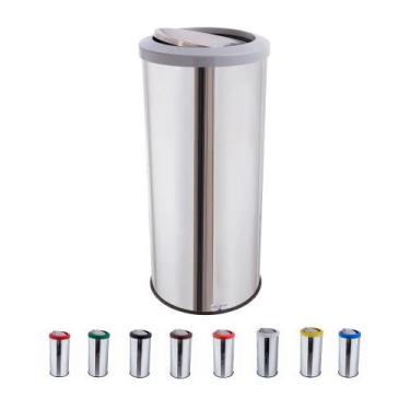 Imagem de Lixeira Inox Com Tampa Basculante Lixeira Grande 50 Litros - CM Design