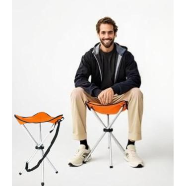 Imagem de OVINEG Banqueta dobrável de acampamento, cadeiras dobráveis de 42 cm, tripé portátil, cadeira alta para acampamento, caminhada, caça, pesca, montanhismo, piquenique, praia, churrasco, jardim, gramado