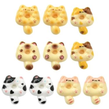 Imagem de UR URLIFEHALL 10 peças, 5 estilos, resina, gato, emblemas, broche, rosquinha, animal de estimação, alfinetes de lapela para roupas de terno, mochila, jaqueta, chapéu, cachecol, artesanato DIY