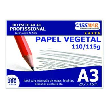 Imagem de Papel Vegetal A3 297x420mm 110/115 g/m² Translúcido 100 Fls - Cassmar 