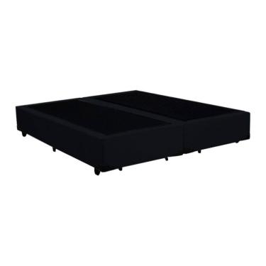 Imagem de Base Cama Box Casal Bipartido Preta  Suede 40x138x188 - Santo Box FR