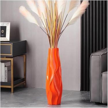 Imagem de Grande Vaso De Cerâmica Para Sala De Estar, Vaso De Chão Alto Moderno, Ideal Para Flores, Galhos E Arranjos Secos, Perfeito Para Escritório E Decoração De Casa, Orange a, 45cm