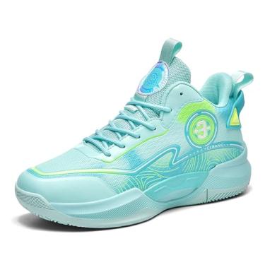 Imagem de Novetra Tênis de basquete masculino cano alto com cadarço, bico redondo, antiderrapante, amortecimento oco, moda esportiva(Green,38 BR)