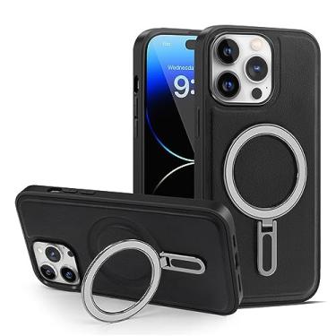 Imagem de Capa de couro magnético de luxo para iphone 14 13 12 11 pro max para samsung s23 ultra plus com capa de suporte de anel invisível, t1, para samsung s23
