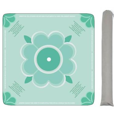 Imagem de Mahjong Mat for Table with Rules Anti Slip and Noise Reduction Table Cover for Mahjong, Poker, Card Games, Board Games, Dominoes, Tile Games 31.5" x 31.5" with 1 Carrying Bag (Green)