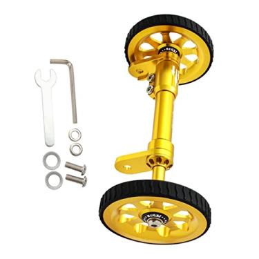 Imagem de Suporte de carga traseiro de haste de extensão de rodas fáceis para bicicleta dobrável de peso para Brompton - Barra telescópica com rodinhas lisas - para transporte, caminhada e estacionamento - liga