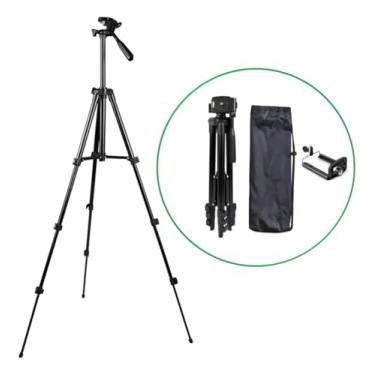 Imagem de Tripé Profissional para Celular e Câmera, 150cm, Alumínio, Ajuste Telescópico e Rotação 360°, com Nível de Bolha