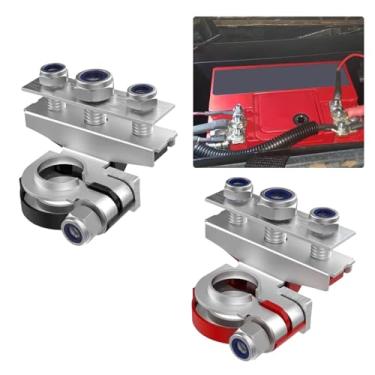 Imagem de 2 peças de conectores de terminal de bateria com 3 vias -12V Automotive Top Post Battery Wire Terminals Kit de conectores de braçadeira, conjunto universal positivo e negativo, placa de cobre com 3