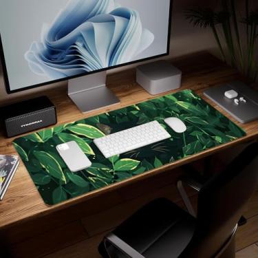 Imagem de Tapete de mesa minimalista de couro, mouse pad de arte colorida grande teclado de computador para jogos, capa e protetor de mesa à prova d'água, tapete de mouse decorativo de couro PU para laptop