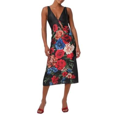 Imagem de Lulus Vestido midi feminino Sorelle drapeado nas costas, Vermelho Multi, GG