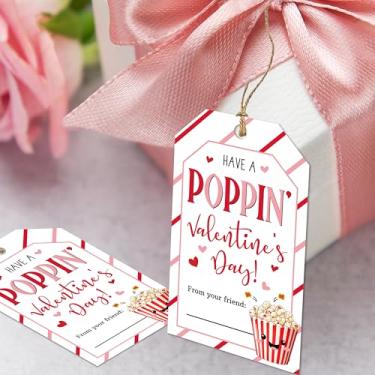 Imagem de Cazhes Etiquetas de presente de papel de dia dos namorados, 40 peças, etiqueta de nome dos namorados com cordão para sacolas de presentes, embalagem de presentes de Natal de pipoca para suprimentos de