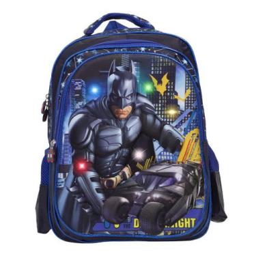 Imagem de Mochila Infantil Masculina Batman 3D Led Frontal Alça Costas - TOYS 2U