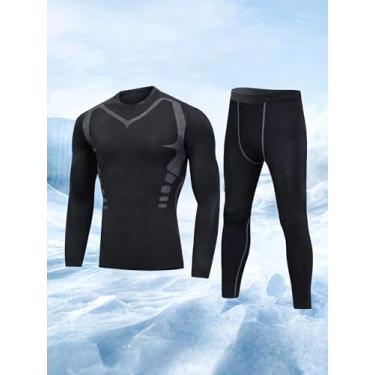 Imagem de Conjunto de roupa de mergulho masculina plus size, manga comprida, blusa de manga comprida, proteção solar UV, secagem rápida (preto, GG)