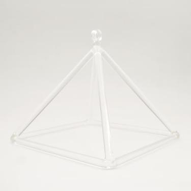 Imagem de Siceeoly Pirâmide canta de cristal de quartzo de 20 cm, instrumento musical de cura transparente feito à mão para meditação de cura sonora com tigela de canto de cristal