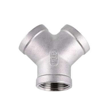 Imagem de ROUPWKWO 1 peça de aço inoxidável 304 em forma de Y, junta em T de 3 vias, 1/4 3/8 1/2 3/4 2.5 cm 5.1 cm Adaptador de rosca fêmea BSP Conexões de tubulação de água (DN25)