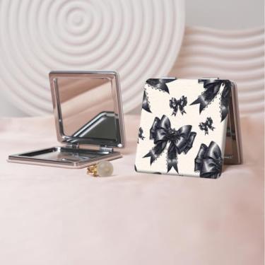 Imagem de Y2K Espelho de maquiagem portátil estilo milenar, mini espelho de maquiagem portátil dobrável, espelho de contorno quadrado compacto de dupla face, adequado para todos em várias ocasiões