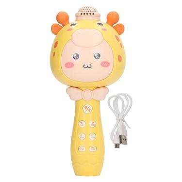 Imagem de Microfone infantil Ainoli em formato de desenho animado BT microfone sem fio recarregável portátil para cantar em viagens de carro (Amarela)