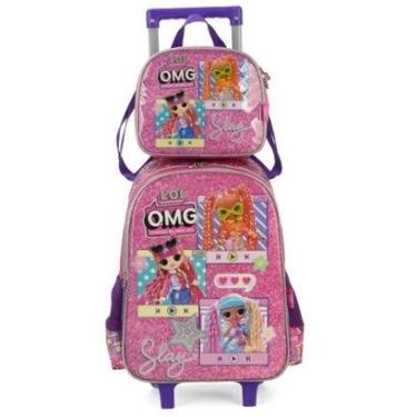 Imagem de Kit Mochila Rodinhas Lancheira Luxcel Lol OMG Rosa-Feminino