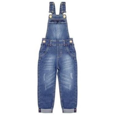 Imagem de Jardineira Infantil Look Jeans Longa Jeans - UNICA - 01-Feminino