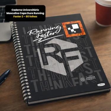 Imagem de Caderno Universitário Capa Dura Running Faster 2, 1 Matéria, 80 Folhas Pautadas, Espiral, Preto e Cinza, 20x27,5 cm