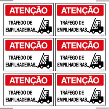 Imagem de Combo 6 Placas De Sinalização Atenção Tráfego De Empilhadeiras 30x20 E