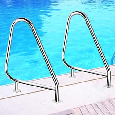 Imagem de Trilho de segurança para entrada de piscina, corrimão enterrado, trilho de piscina de aço inoxidável 304, capacidade de carga de 113 kg, trilho de montagem fácil, 1 peça / 2 peças