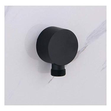 Imagem de Conector de mangueira de chuveiro de latão preto fosco montado na parede unidade de cotovelo suporte de mangueira braço oculto conector de mangueira de encanamento de chuveiro