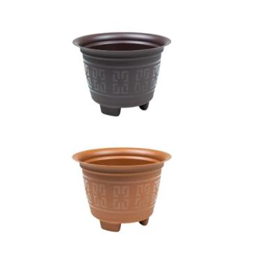 Imagem de 10 Vasos Redondo Reforçado 2 Litros Para Plantas e Flores(CAFE E TERRACOTA)
