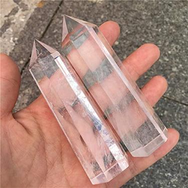 Imagem de Pedra de fundição áspera de cristal natural pedras de quartzo transparente branco e ponto de varinha de cristais (cor: 2 peças)